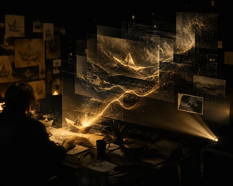 Abstract AI-generated video scene representing Pika AI